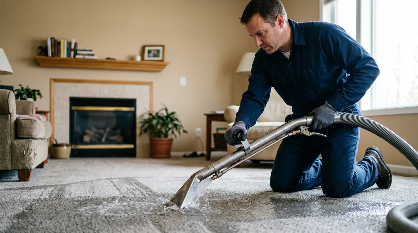Water damage restoration technician working near Plymouth, CA